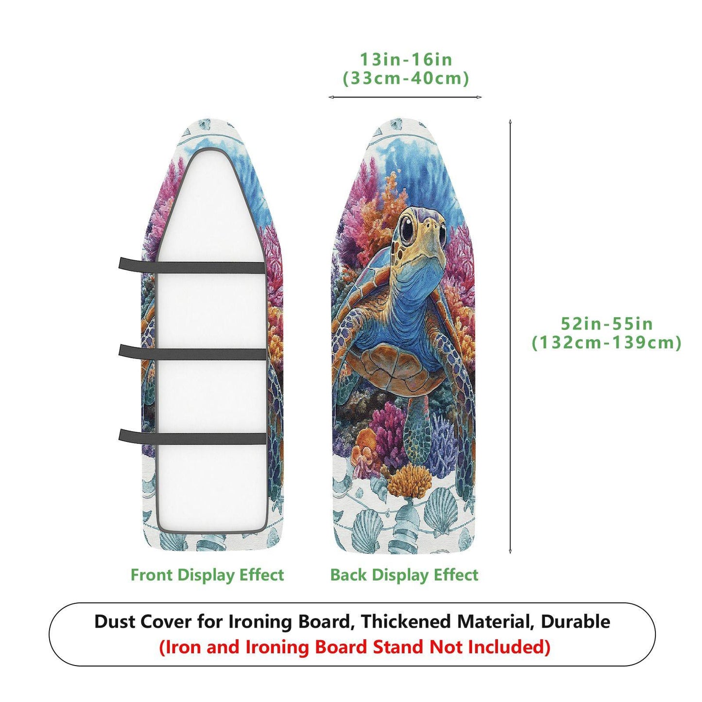 1-Piece Sea Turtle Coral Ocean  Ironing Board Cover, Universal Size, Without Board