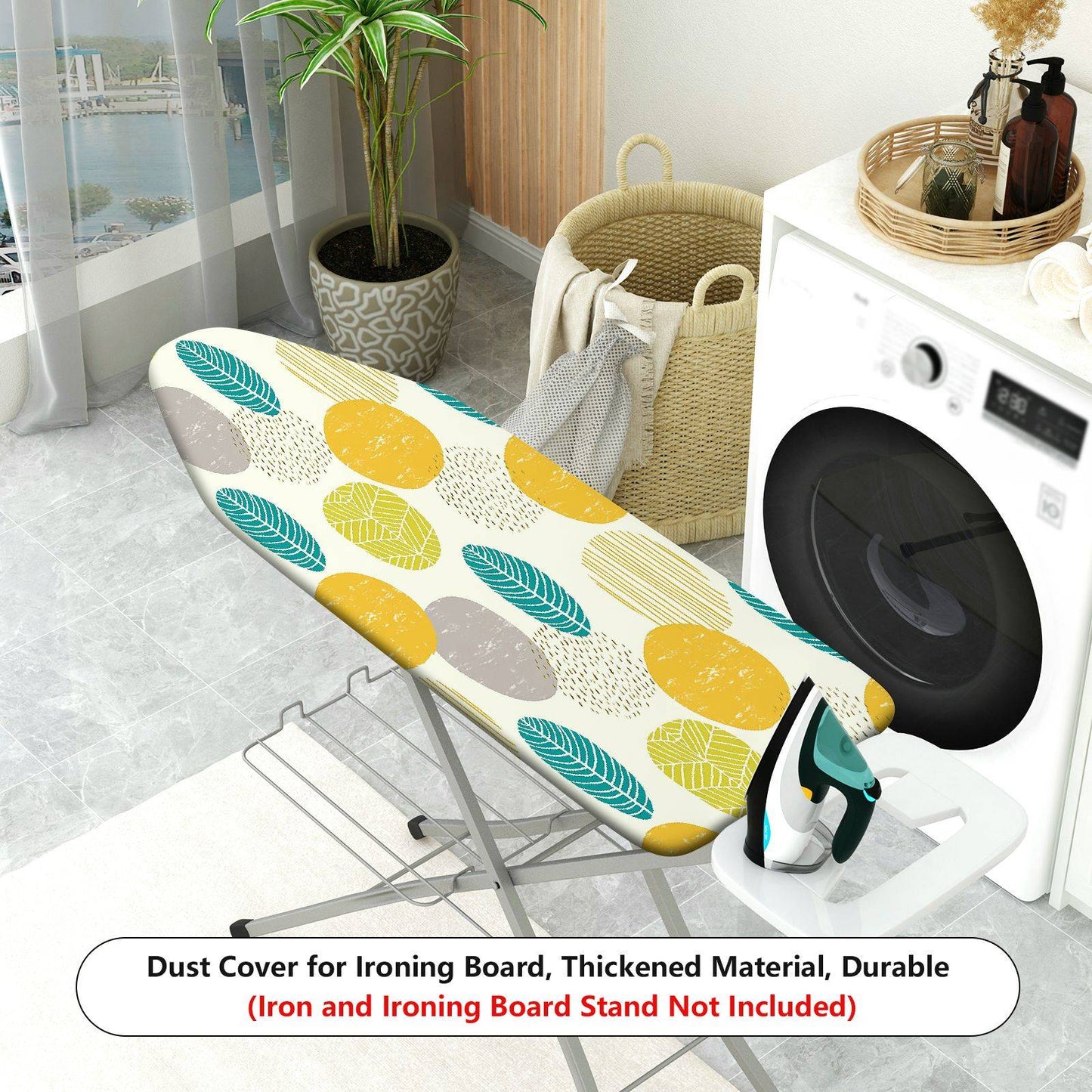 1-Piece Abstract Leaf Pattern Geometric  Ironing Board Cover, Universal Size, Without Board