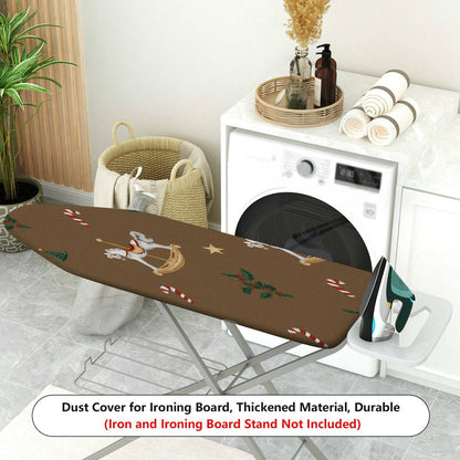 1-Piece Christmas Rocking Horse Candy Cane  Ironing Board Cover, Universal Size, Without Board