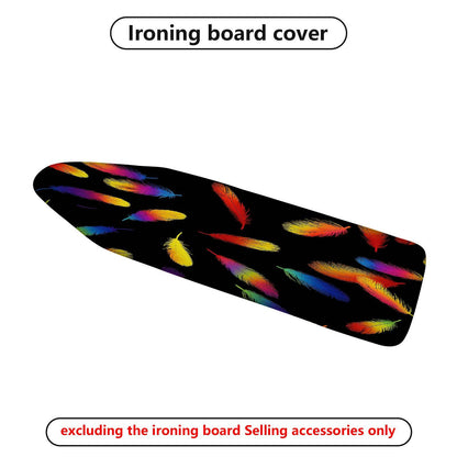 1-Piece Feather Pattern Colorful Design Black Background  Ironing Board Cover, Universal Size, Without Board
