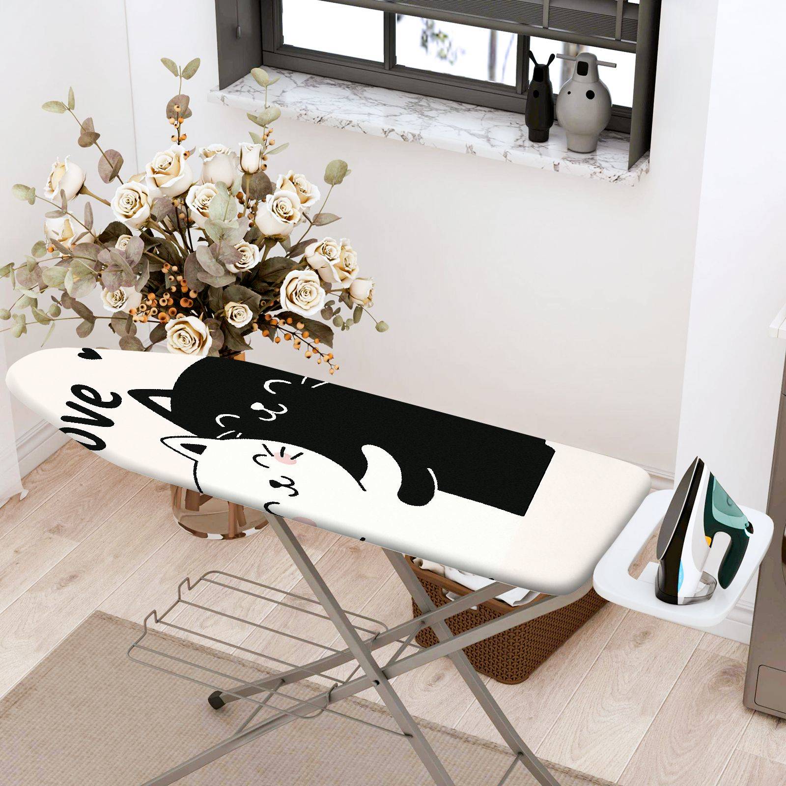 1-Piece Cute Cat Love  Ironing Board Cover, Universal Size, Without Board