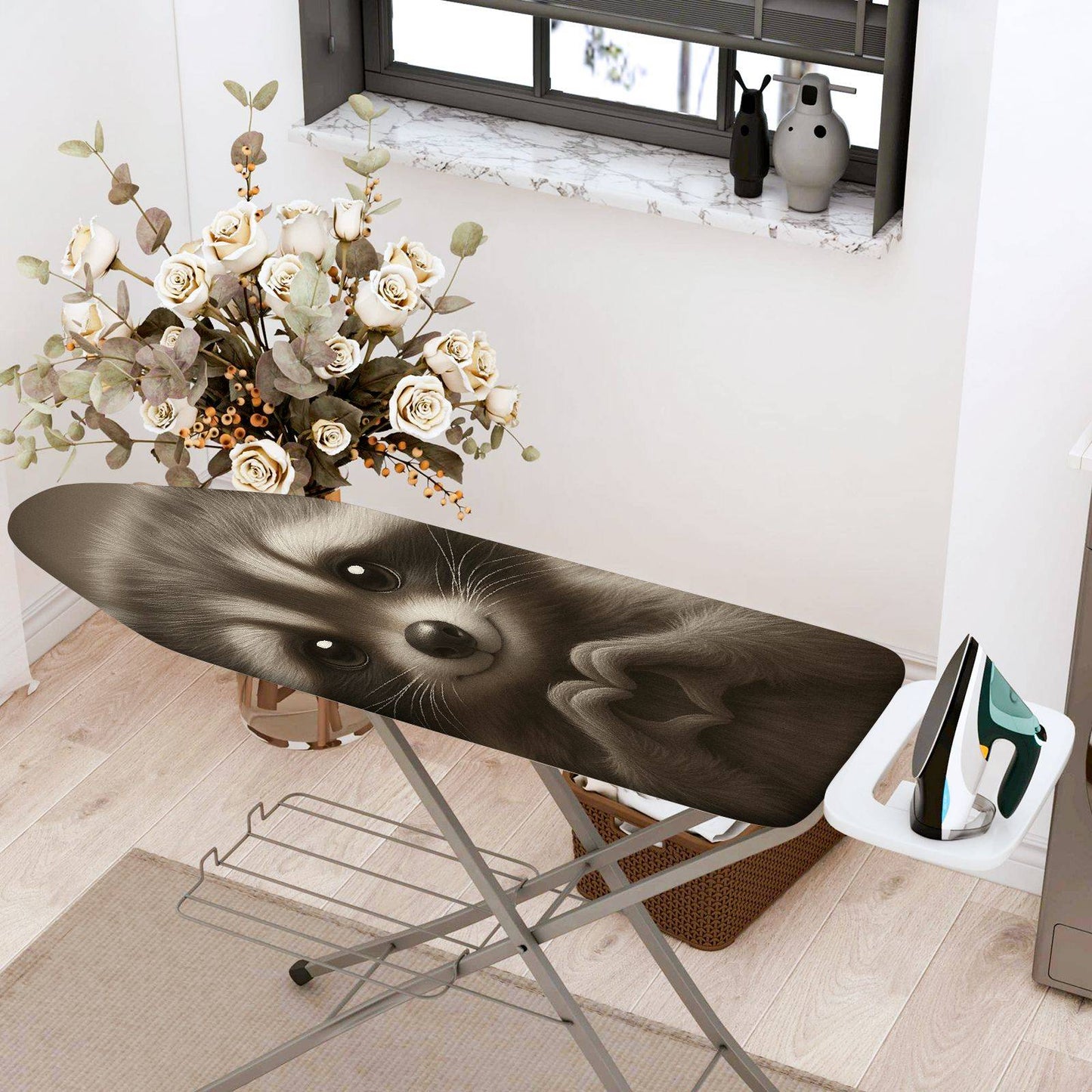 1-Piece Raccoon Print Animal Art Cute  Ironing Board Cover, Universal Size, Without Board