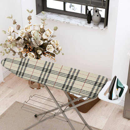 1-Piece Plaid Checkered Beige  Ironing Board Cover, Universal Size, Without Board