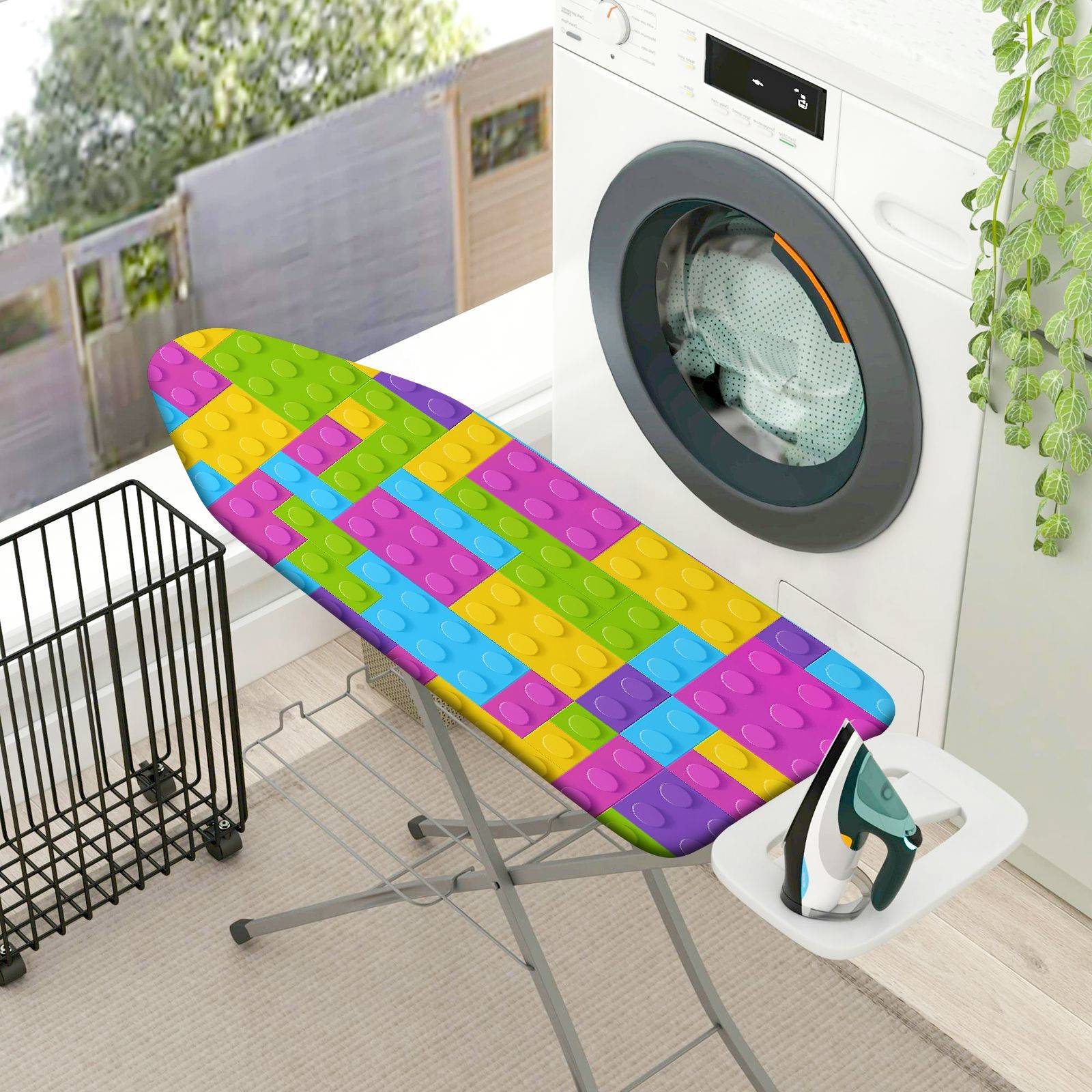 1-Piece Colorful Brick Pattern Fun Bright  Ironing Board Cover, Universal Size, Without Board