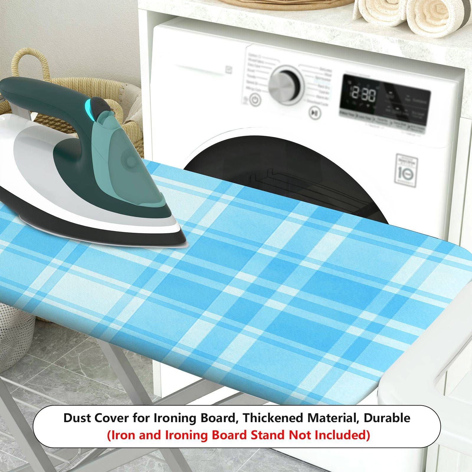 1-Piece Plaid Blue Checkered Pattern  Ironing Board Cover, Universal Size, Without Board
