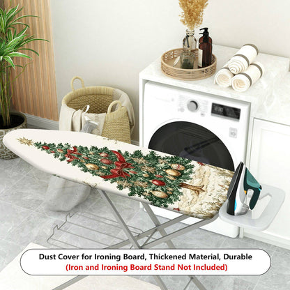 1-Piece Christmas Tree Red Bow Green Ornament  Ironing Board Cover, Universal Size, Without Board