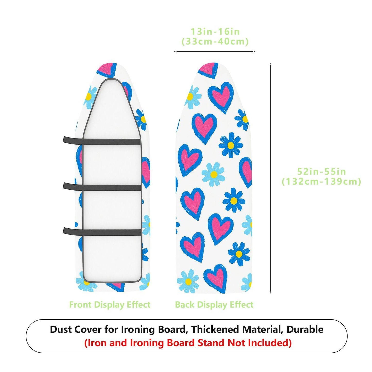 1-Piece Heart Floral Cute  Ironing Board Cover, Universal Size, Without Board