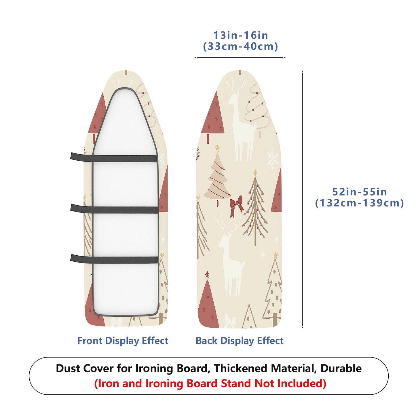1-Piece Christmas Deer Tree  Ironing Board Cover, Universal Size, Without Board