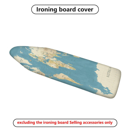 1-Piece World Map Blue Beige  Ironing Board Cover, Universal Size, Without Board