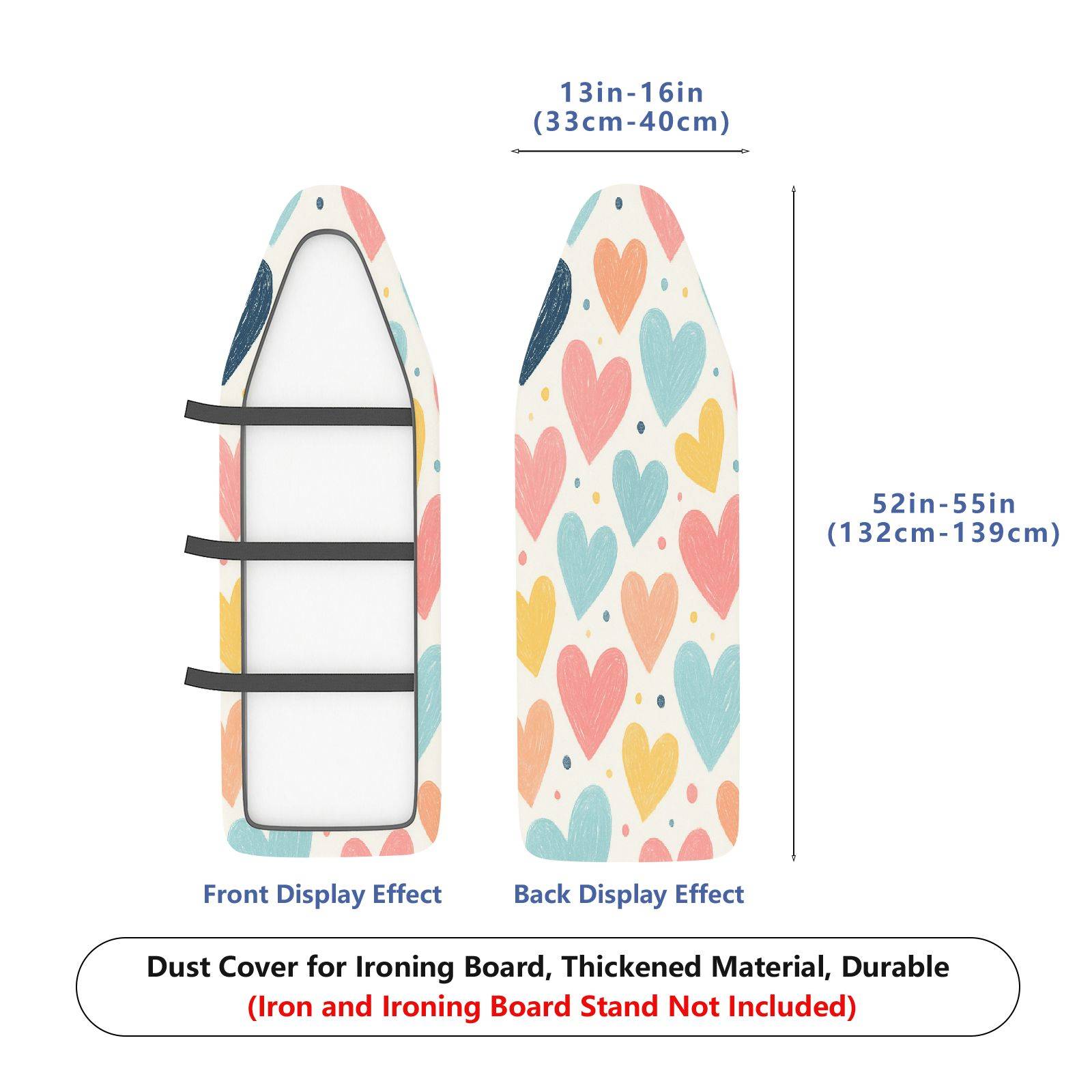 1-Piece Heart Shape Colorful Pattern Cute  Ironing Board Cover, Universal Size, Without Board