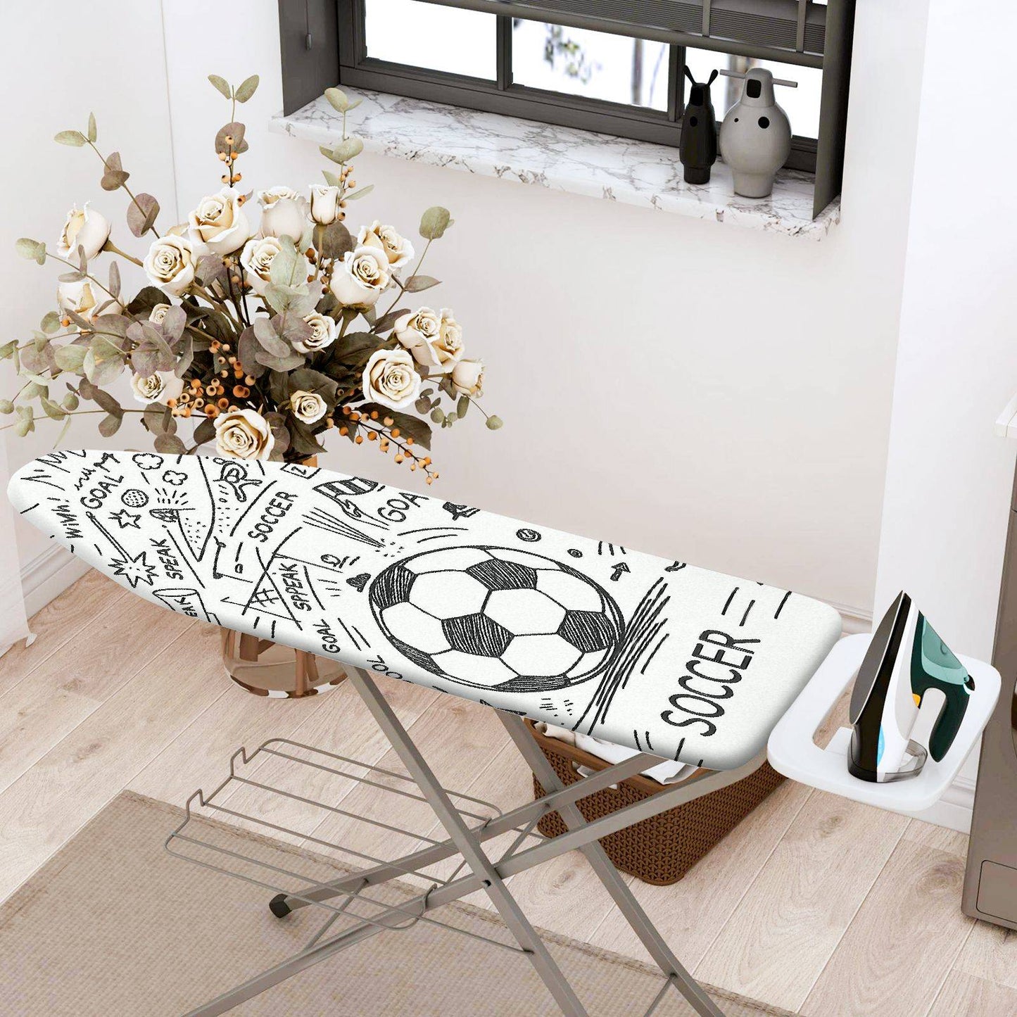 1-Piece Soccer Sports Fun  Ironing Board Cover, Universal Size, Without Board