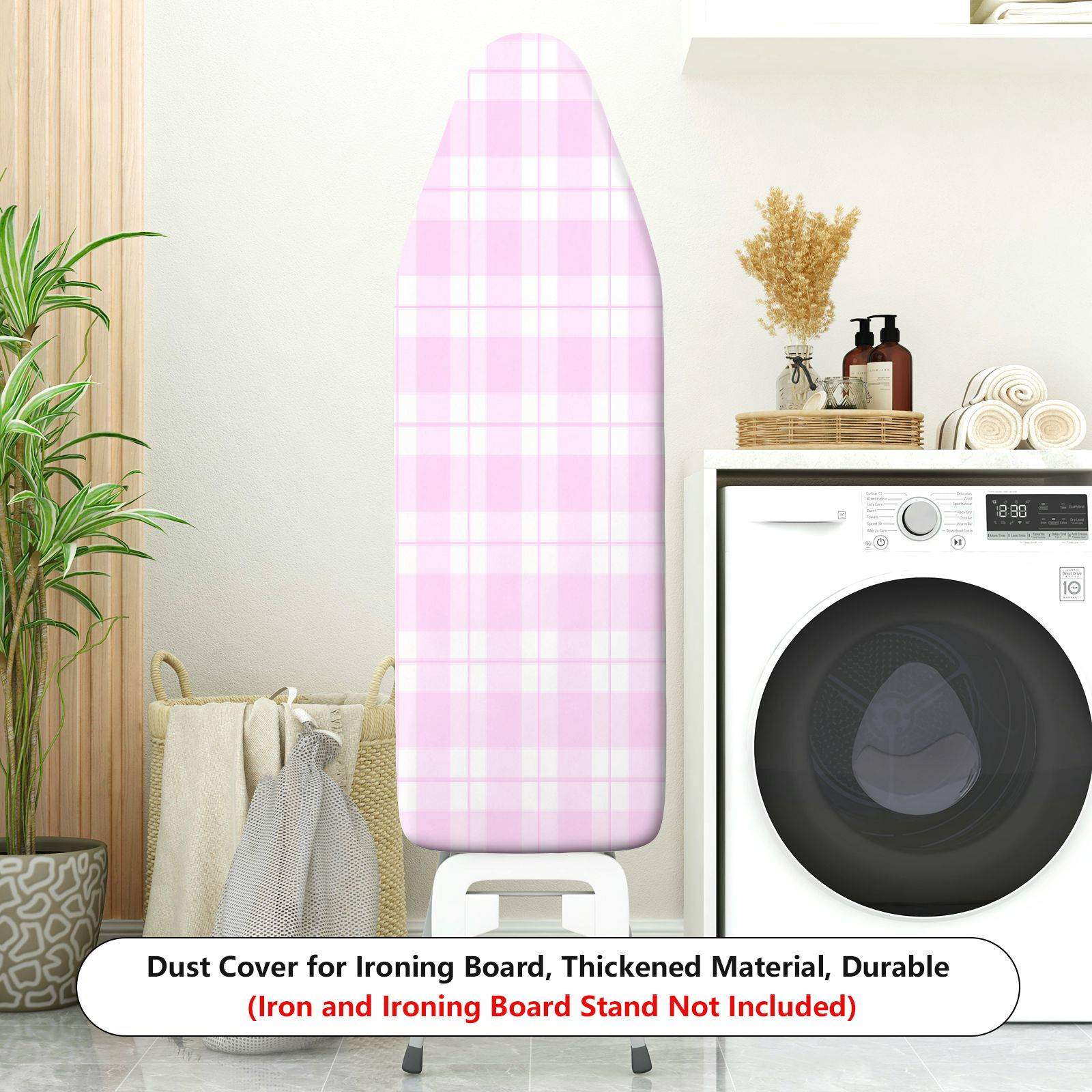 1-Piece Pink Plaid Checkered  Ironing Board Cover, Universal Size, Without Board