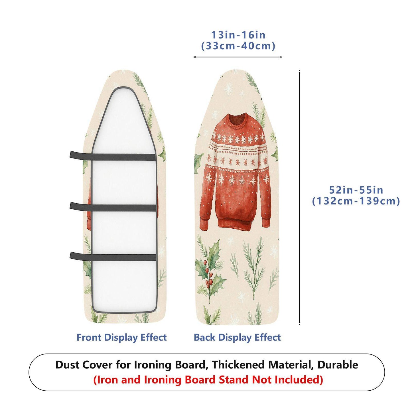 1-Piece Christmas sweater holly seasonal  Ironing Board Cover, Universal Size, Without Board