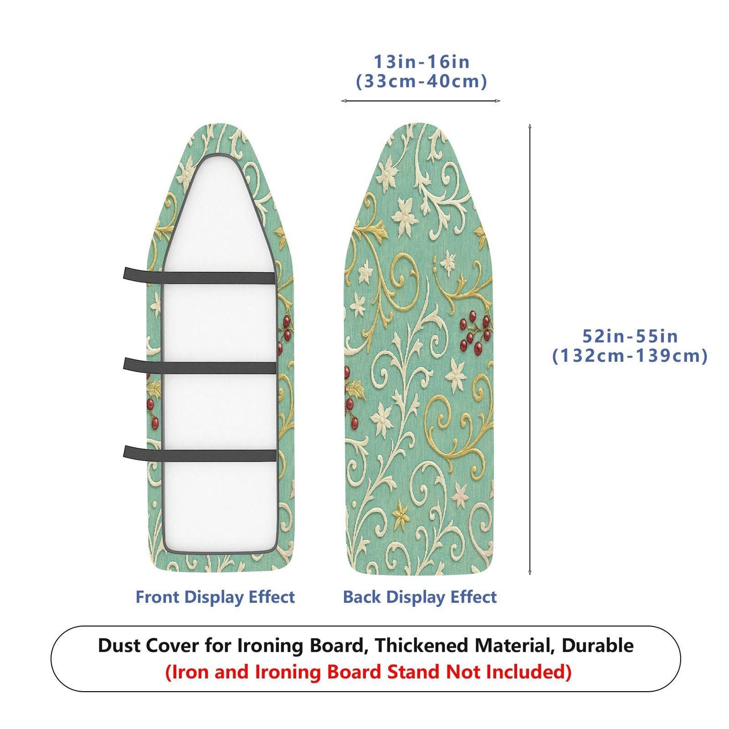 1-Piece Christmas Floral Berry  Ironing Board Cover, Universal Size, Without Board