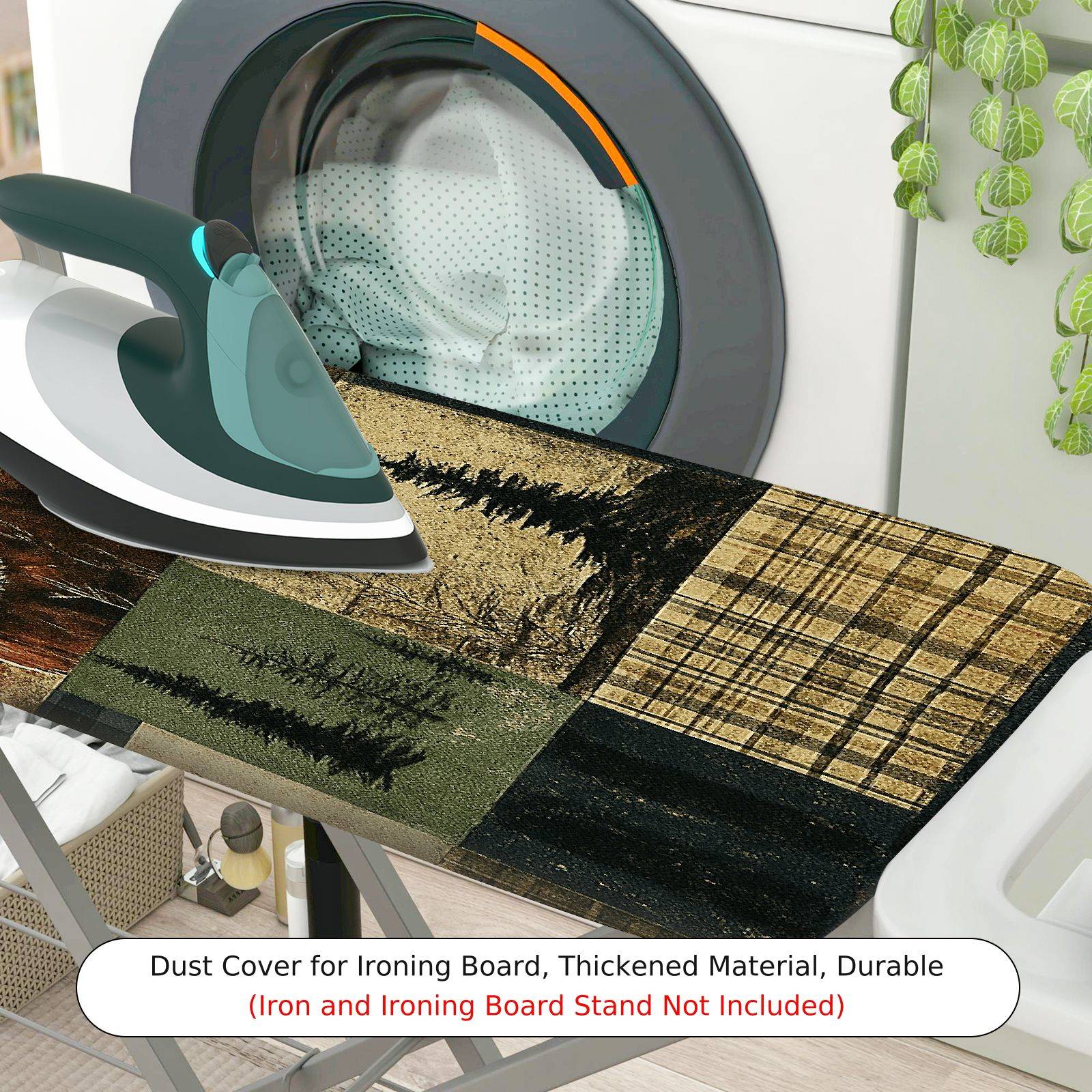 1-Piece Deer Forest Plaid  Ironing Board Cover, Universal Size, Without Board