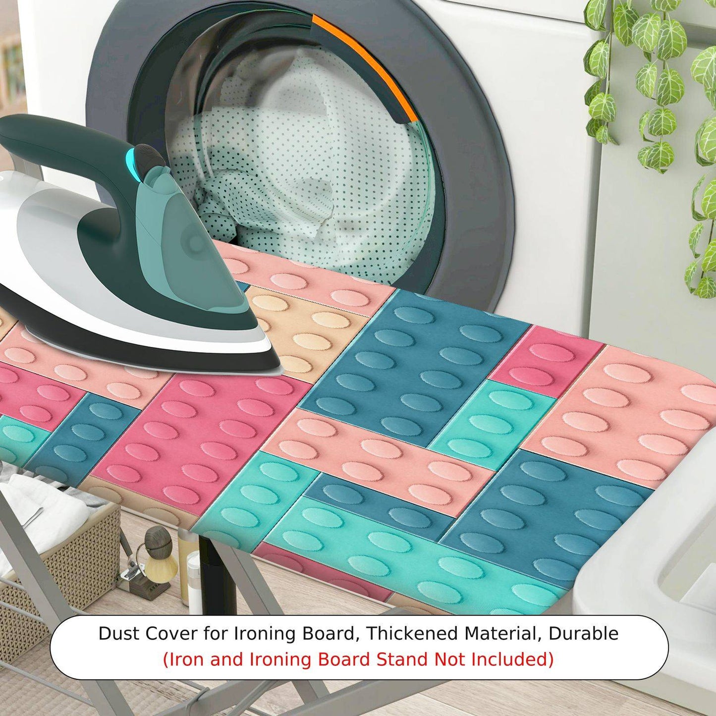 1-Piece Colorful Block Pattern Fun Puzzle  Ironing Board Cover, Universal Size, Without Board