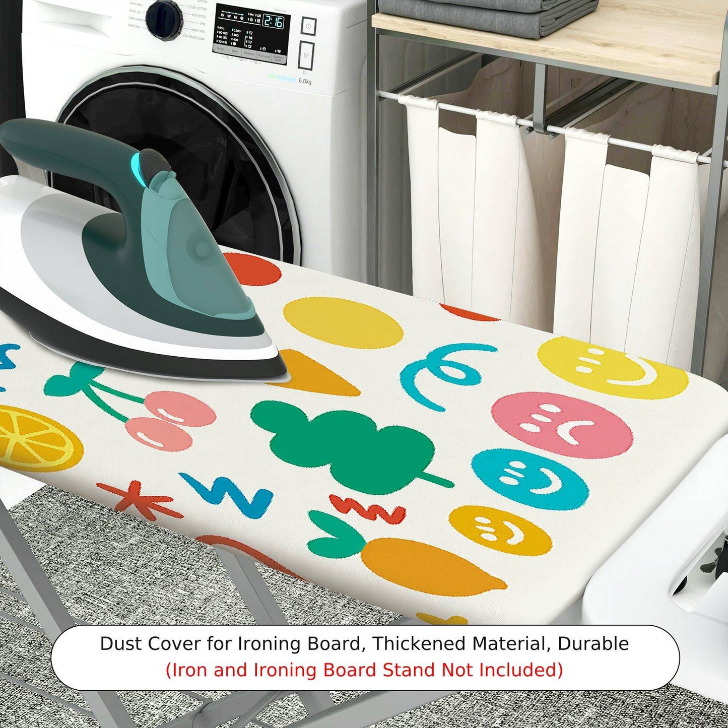 1-Piece Colorful Smiley Fruits  Ironing Board Cover, Universal Size, Without Board
