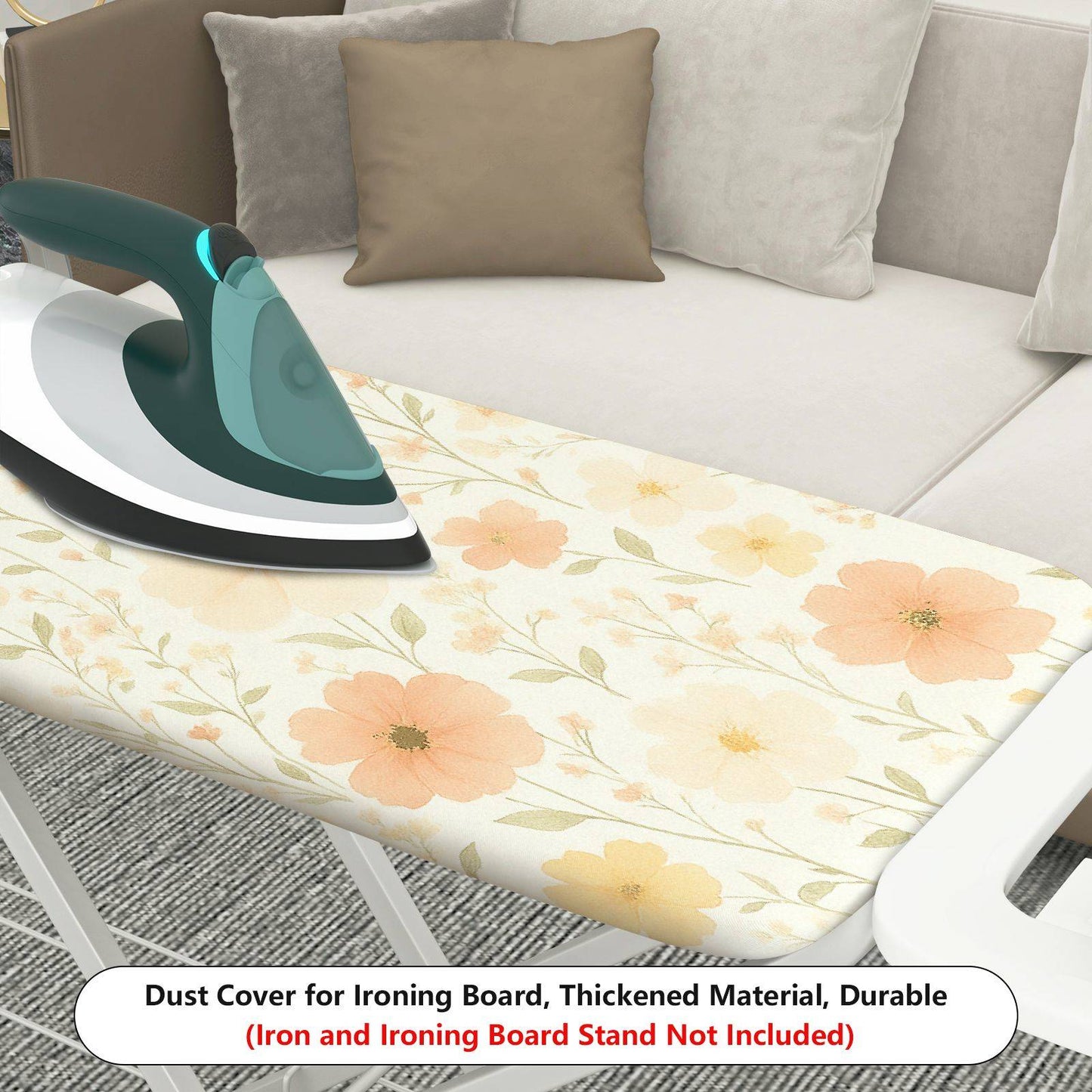 1-Piece Pastoral Floral Beige  Ironing Board Cover, Universal Size, Without Board
