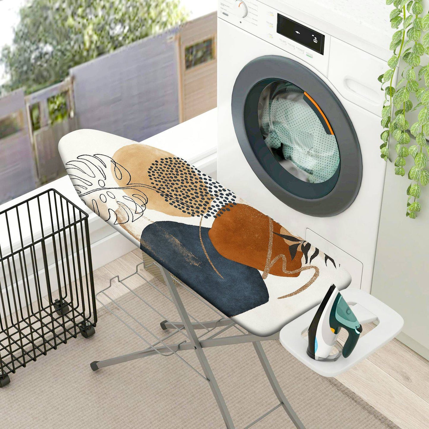 1-Piece Abstract Art Leaf Pattern Geometric  Ironing Board Cover, Universal Size, Without Board