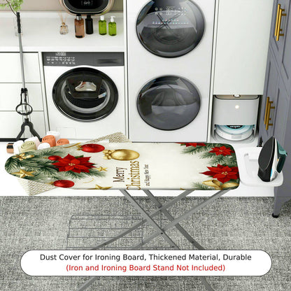 1-Piece Christmas Poinsettia Ornaments  Ironing Board Cover, Universal Size, Without Board