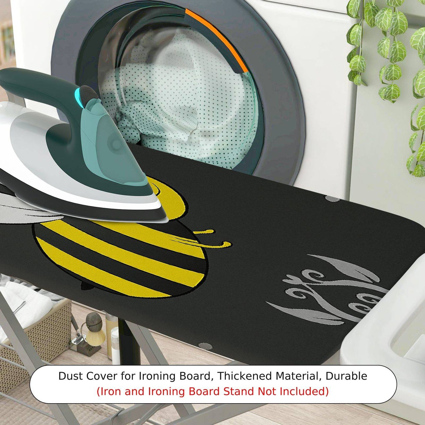 1-Piece Cute Bee  Black  Ironing Board Cover, Universal Size, Without Board