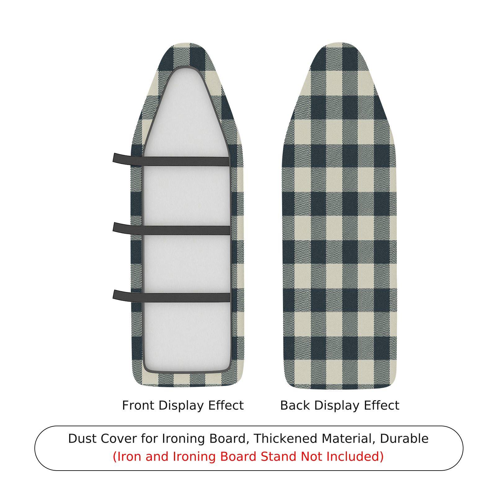 1-Piece Plaid Checkered Black  Ironing Board Cover, Universal Size, Without Board