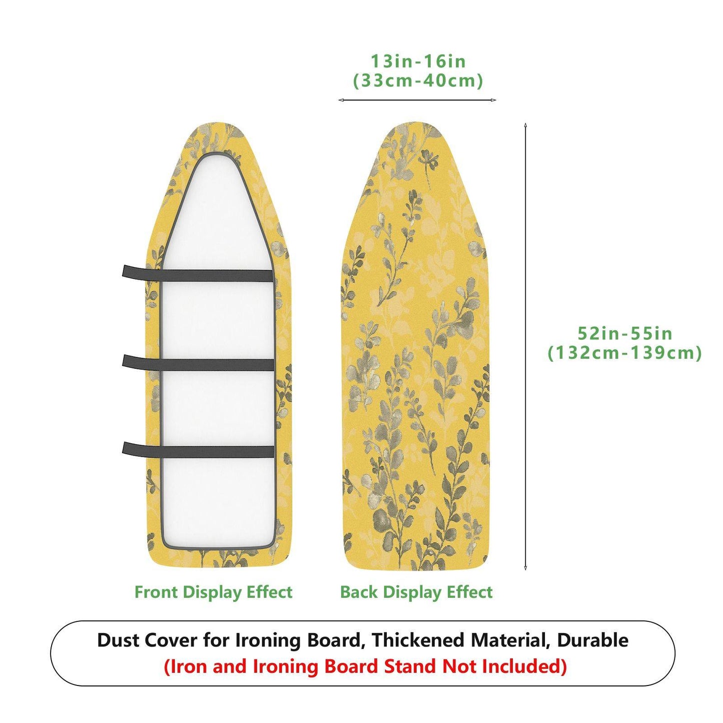 1-Piece Yellow Leaf Floral  Ironing Board Cover, Universal Size, Without Board