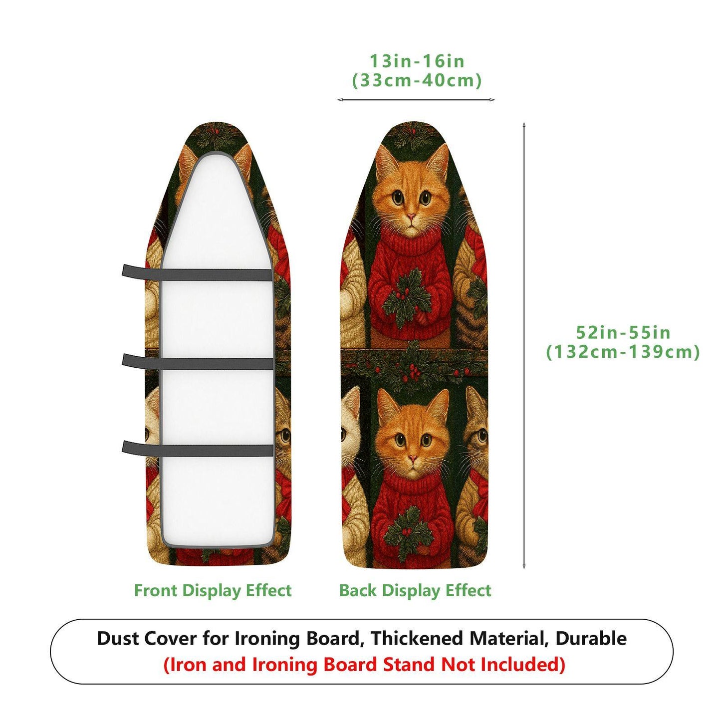 1-Piece Cat Christmas Festive  Ironing Board Cover, Universal Size, Without Board