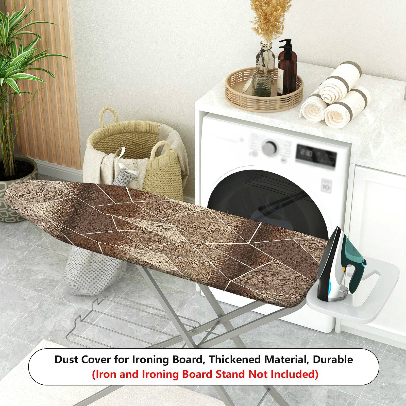 1-Piece Abstract Brown Geometric Pattern  Ironing Board Cover, Universal Size, Without Board