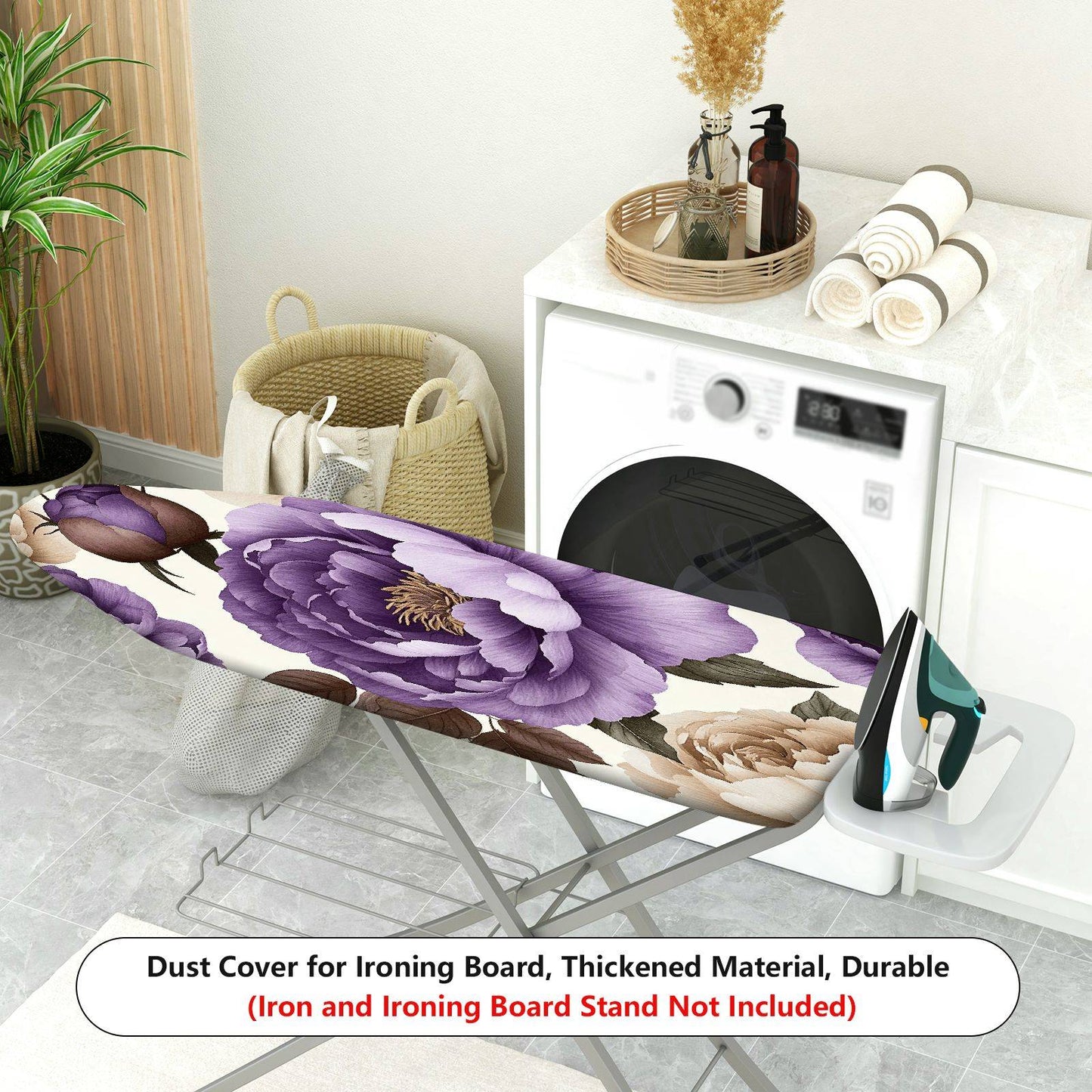 1-Piece Floral Purple Beige  Ironing Board Cover, Universal Size, Without Board