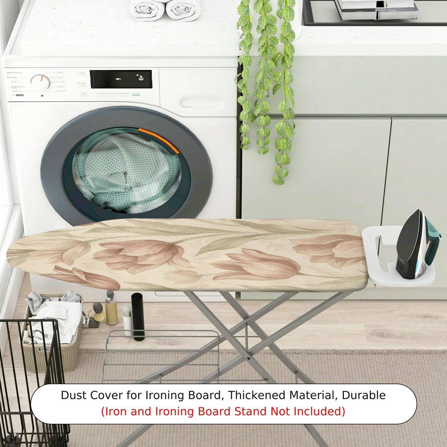 1-Piece Floral Pattern Beige Tulip  Ironing Board Cover, Universal Size, Without Board