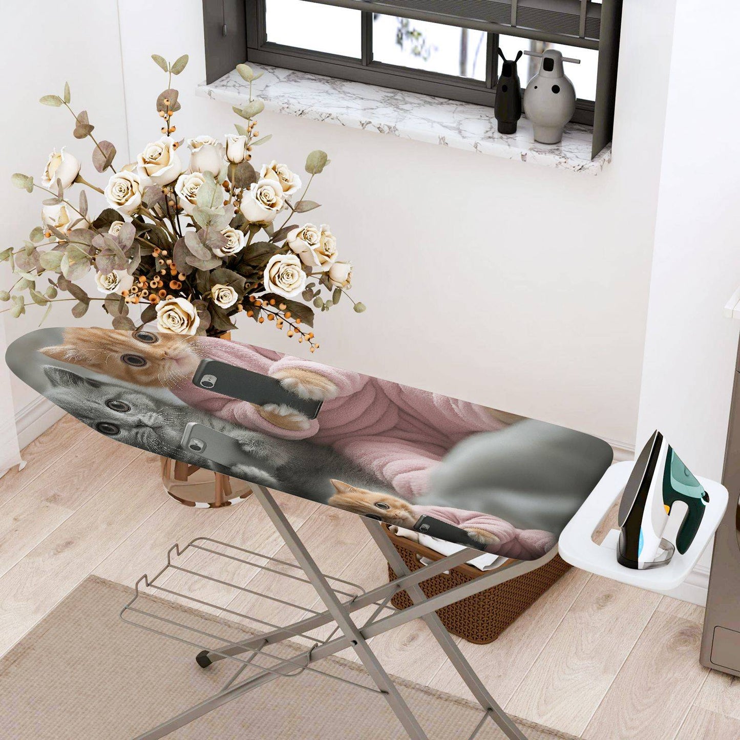 1-Piece Cute Cat Pink Cozy  Ironing Board Cover, Universal Size, Without Board