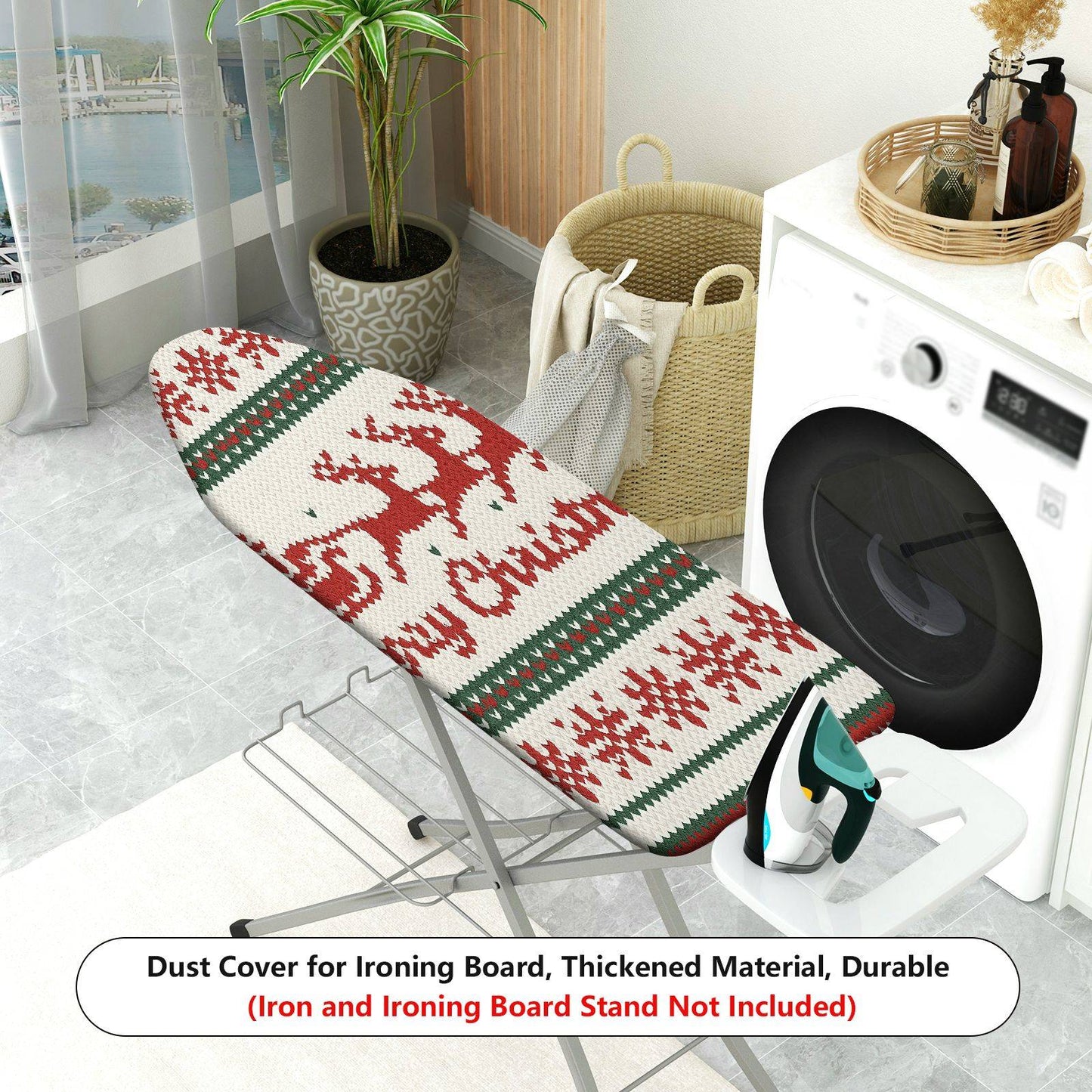 1-Piece Christmas Reindeer Snowflake  Ironing Board Cover, Universal Size, Without Board