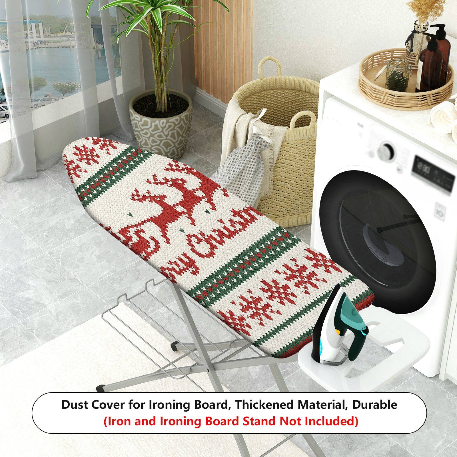1-Piece Christmas Reindeer Snowflake  Ironing Board Cover, Universal Size, Without Board