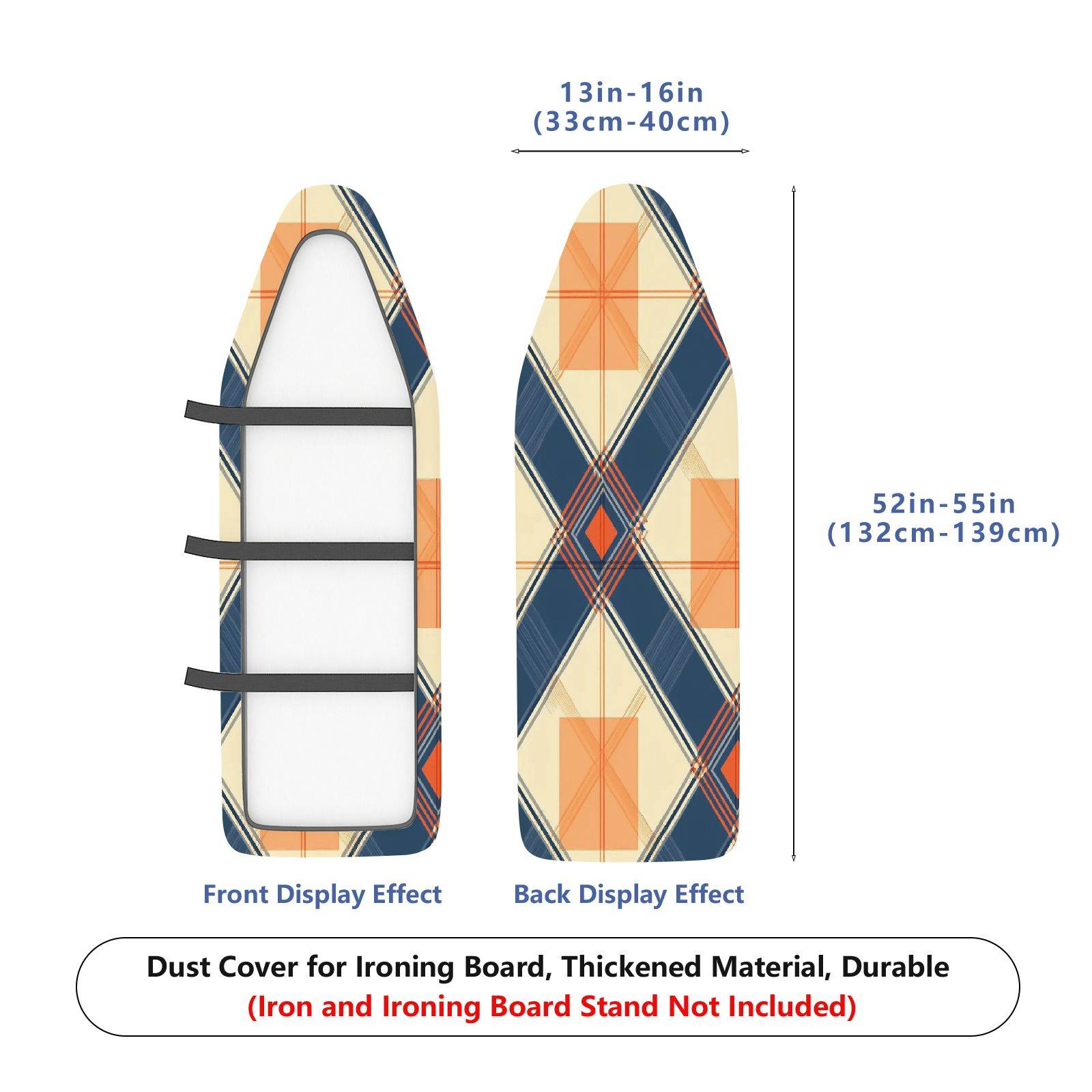 1-Piece Geometric Plaid Pattern Retro  Ironing Board Cover, Universal Size, Without Board