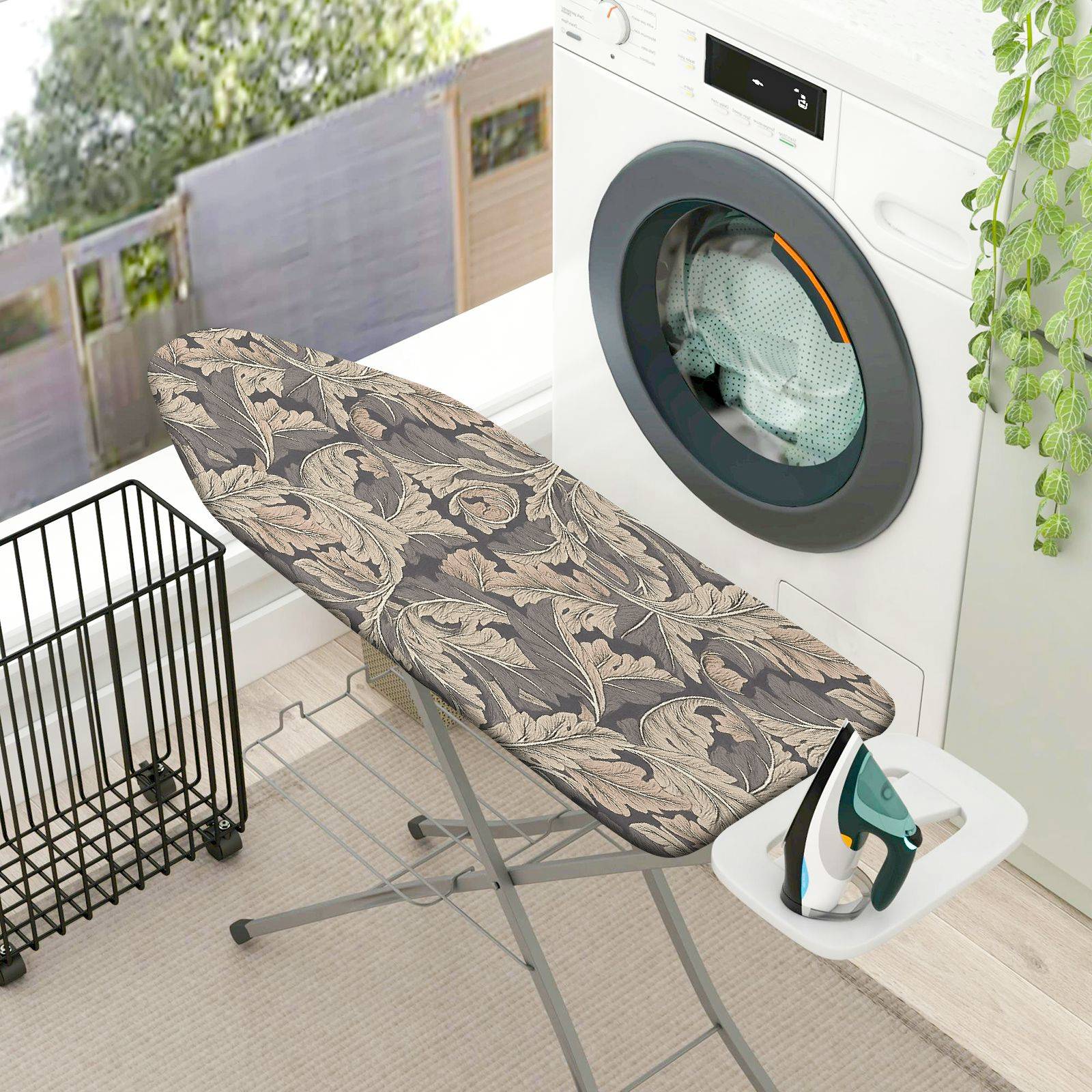 1-Piece Vintage Leaf Pattern Beige  Ironing Board Cover, Universal Size, Without Board