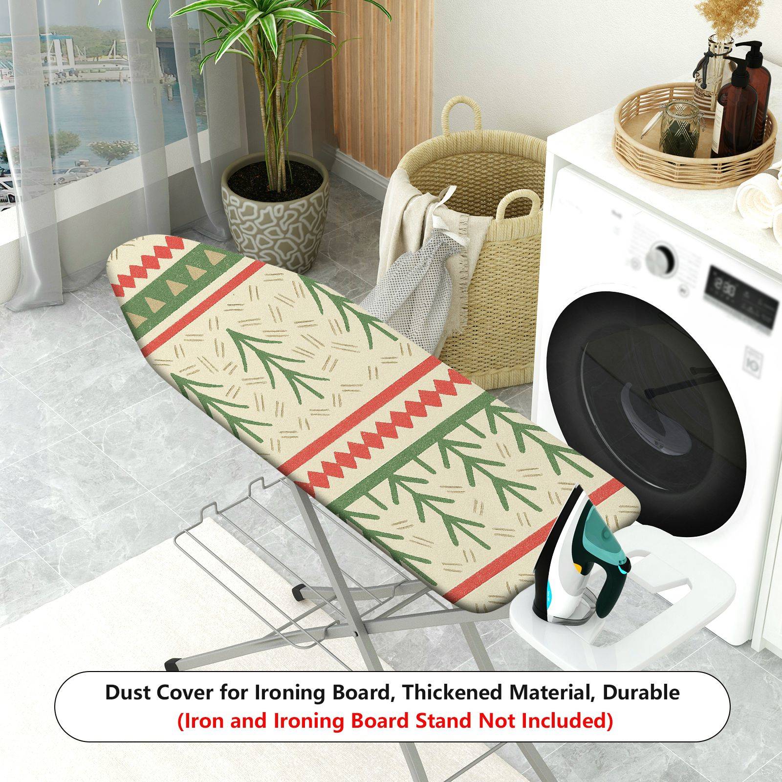 1-Piece Christmas Festive Geometric Tree  Ironing Board Cover, Universal Size, Without Board