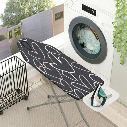 1-Piece Abstract Heart Black  Ironing Board Cover, Universal Size, Without Board