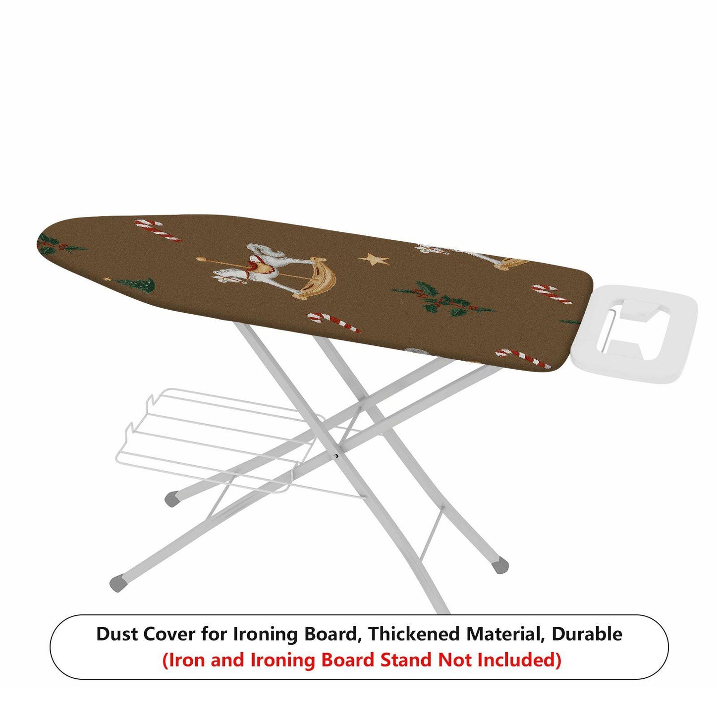 1-Piece Christmas Rocking Horse Candy Cane  Ironing Board Cover, Universal Size, Without Board