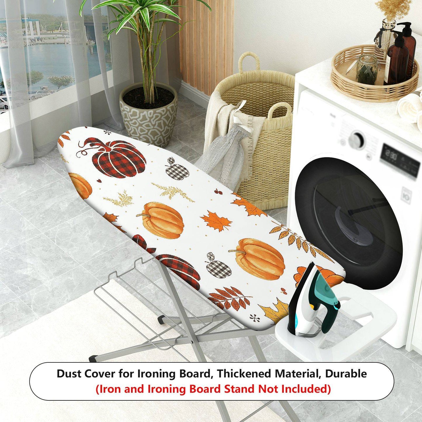 1-Piece Pumpkin Plaid Autumn  Ironing Board Cover, Universal Size, Without Board