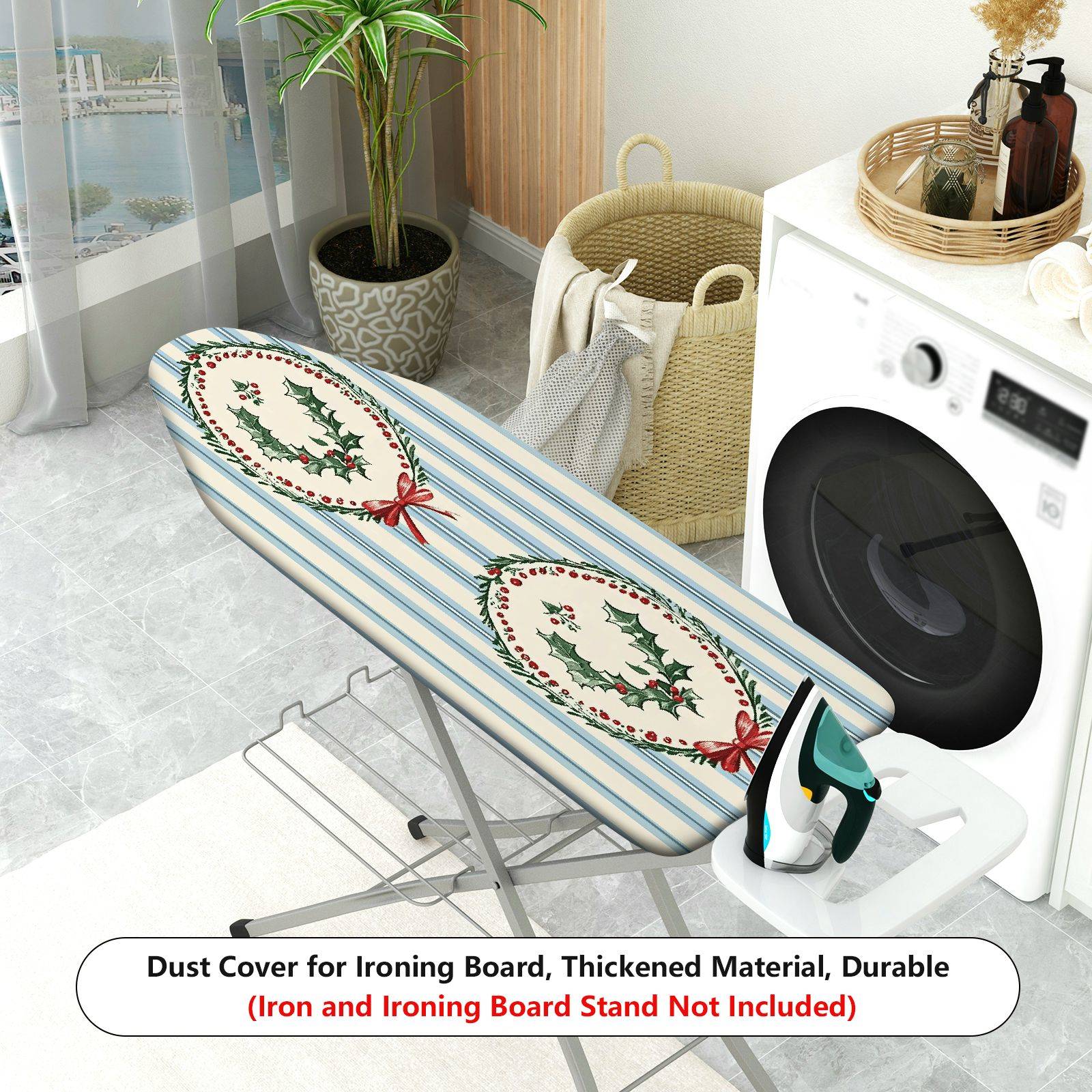 1-Piece Christmas Holly Festive  Ironing Board Cover, Universal Size, Without Board