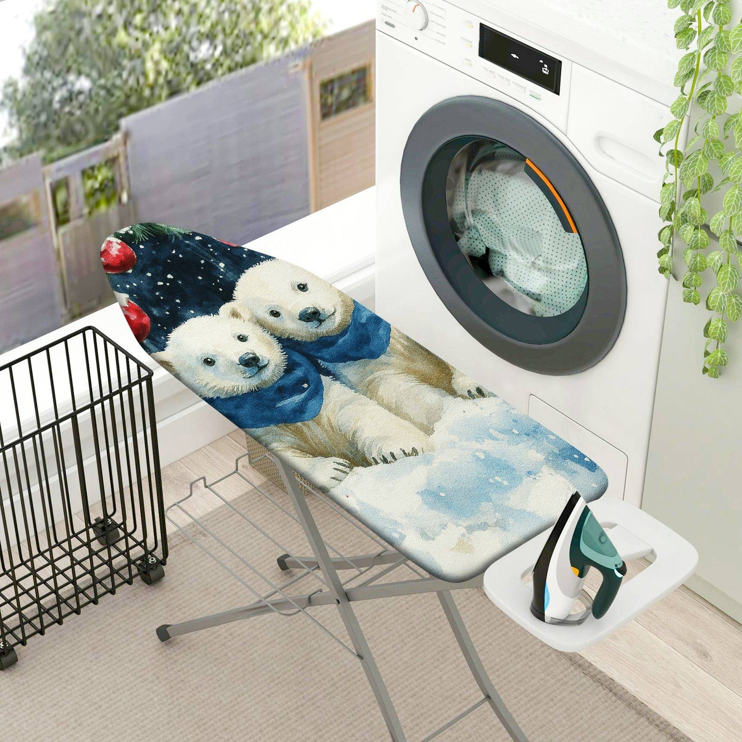 1-Piece Polar Bear Christmas Snow  Ironing Board Cover, Universal Size, Without Board