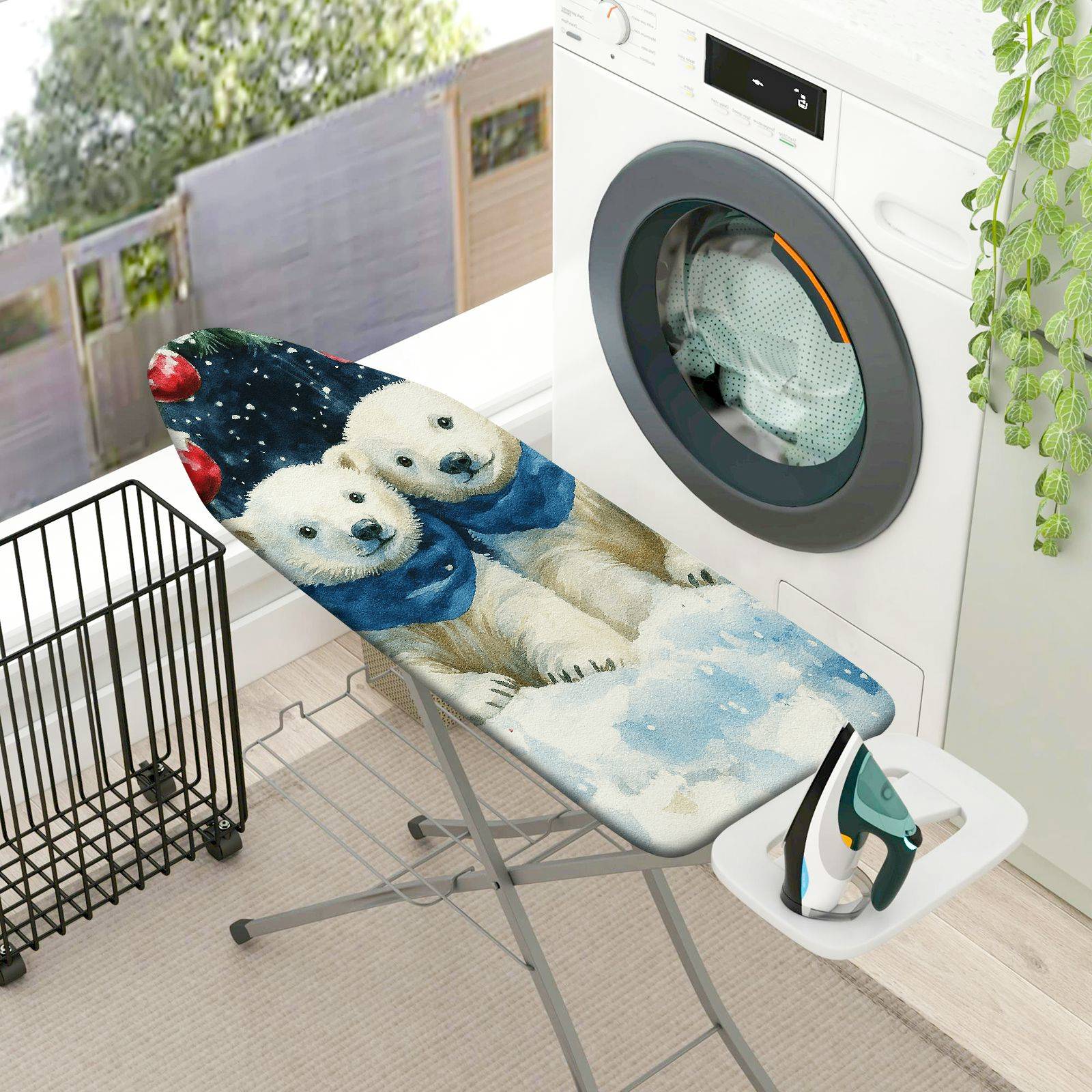 1-Piece Polar Bear Christmas Snow  Ironing Board Cover, Universal Size, Without Board