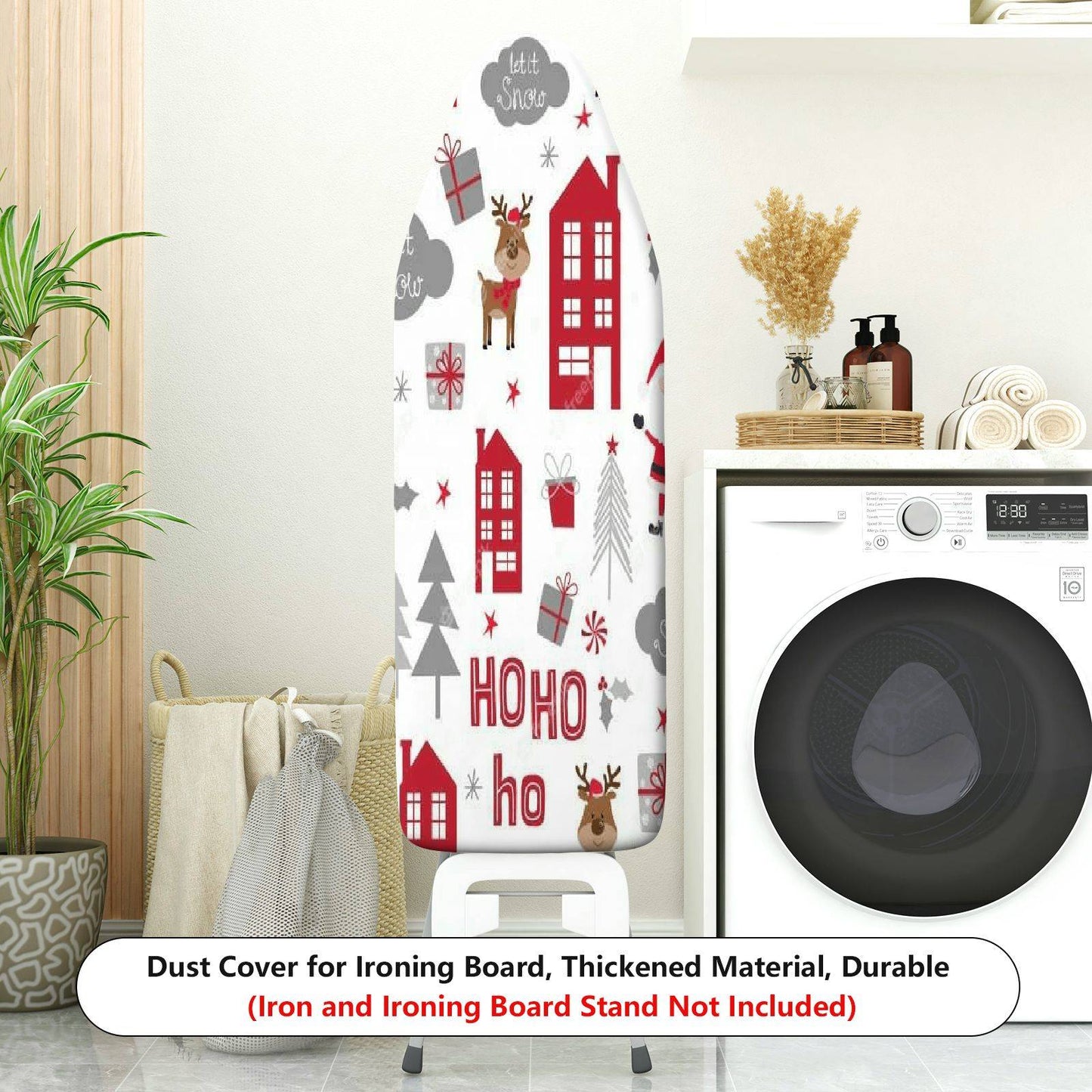1-Piece Christmas Santa Reindeer  Ironing Board Cover, Universal Size, Without Board