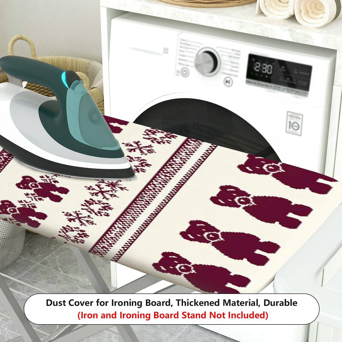 1-Piece Bear Snowflake Christmas  Ironing Board Cover, Universal Size, Without Board