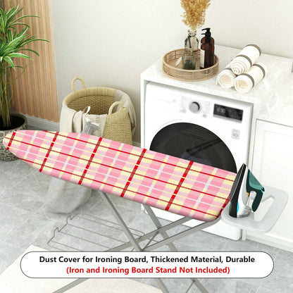 1-Piece Plaid Checkered Pink  Ironing Board Cover, Universal Size, Without Board