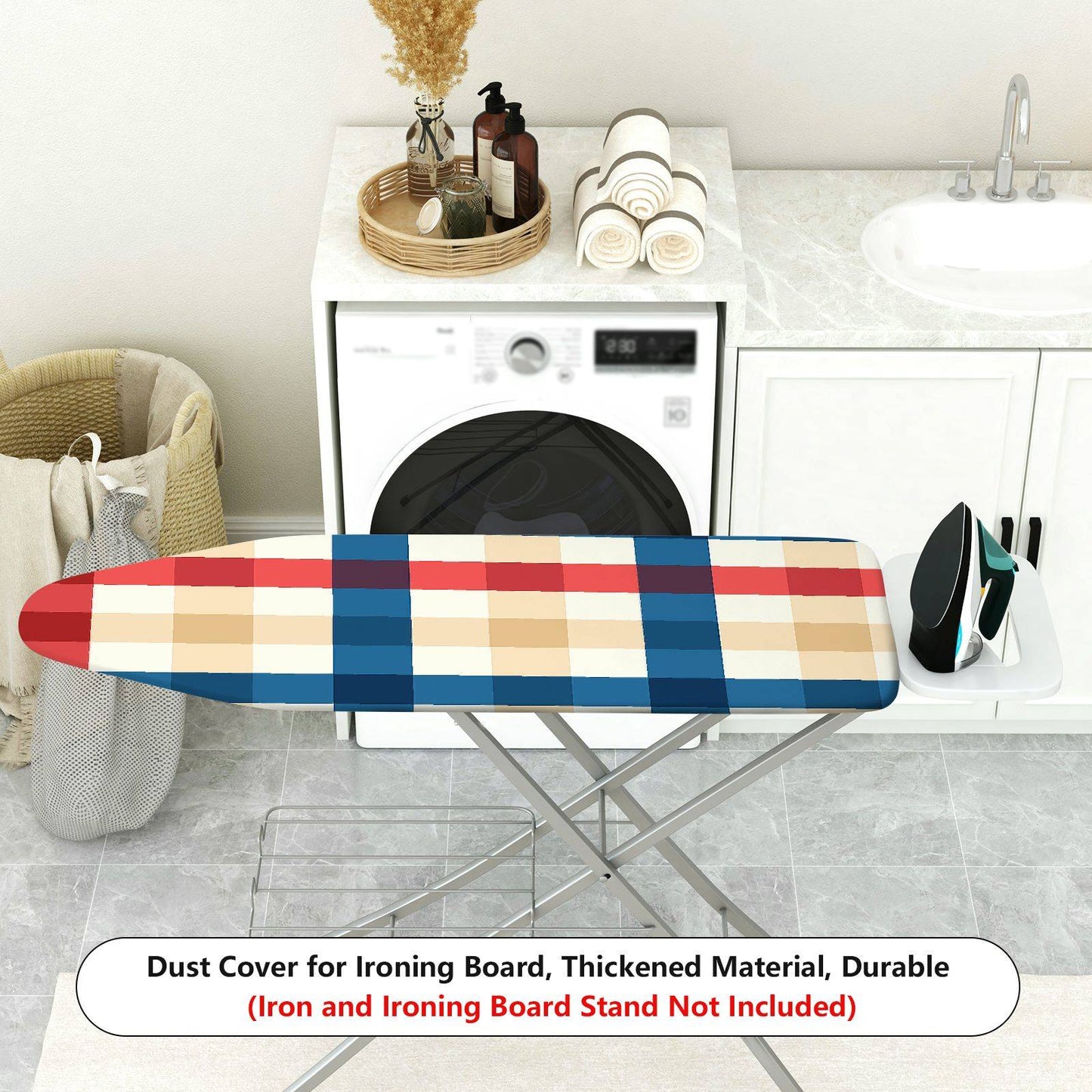 1-Piece Plaid Checkered Colorful  Ironing Board Cover, Universal Size, Without Board