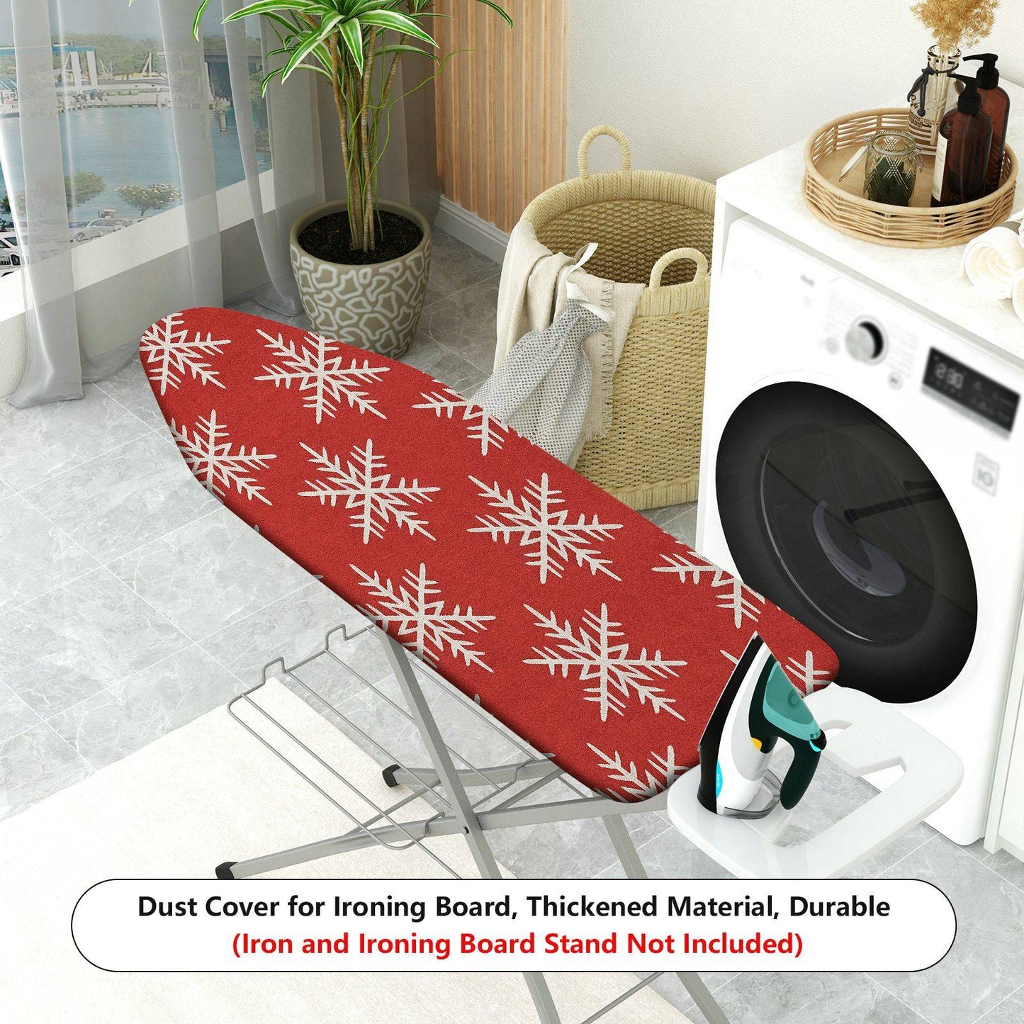1-Piece Snowflake Red Christmas Holiday  Ironing Board Cover, Universal Size, Without Board