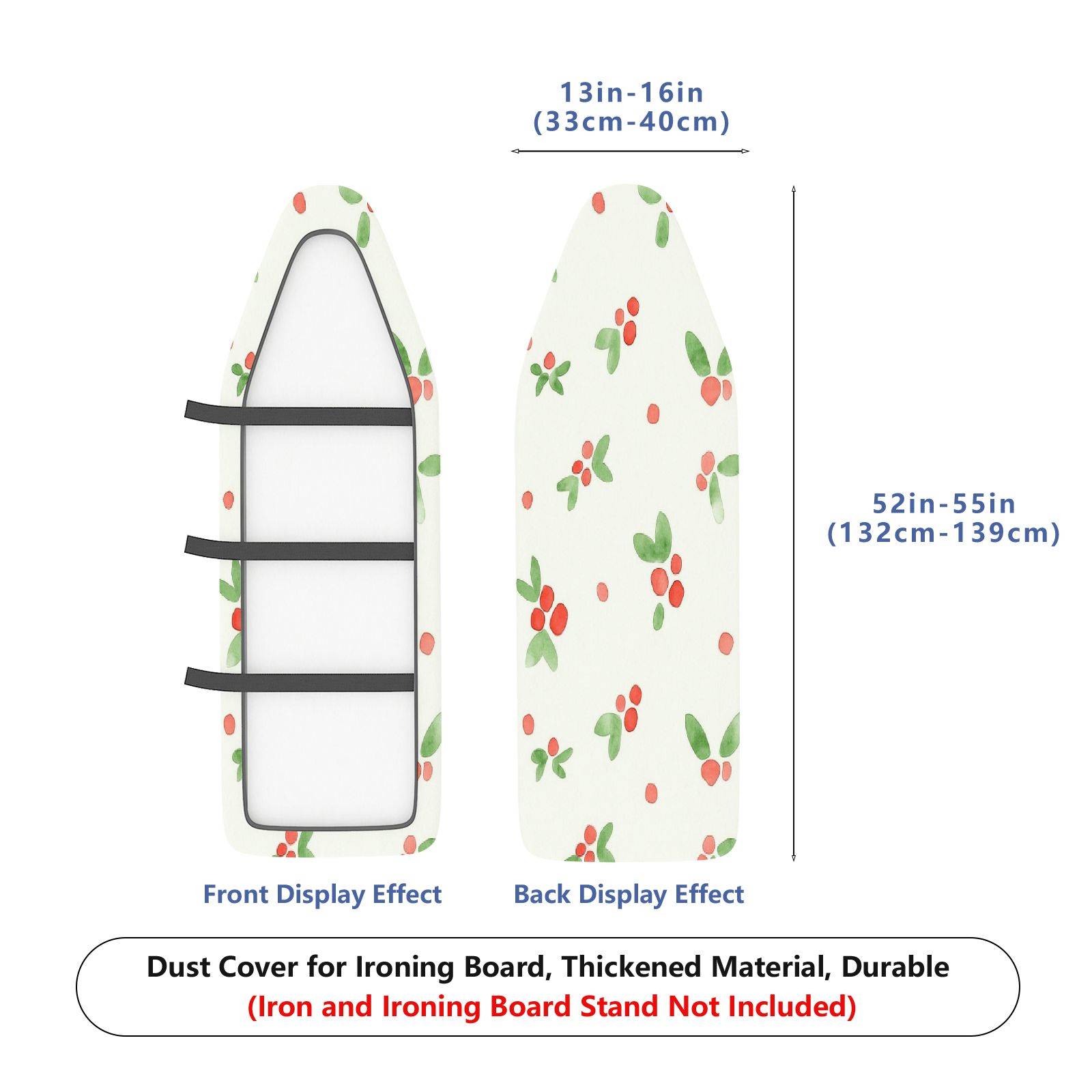 1-Piece Christmas Berry Floral Greenery  Ironing Board Cover, Universal Size, Without Board