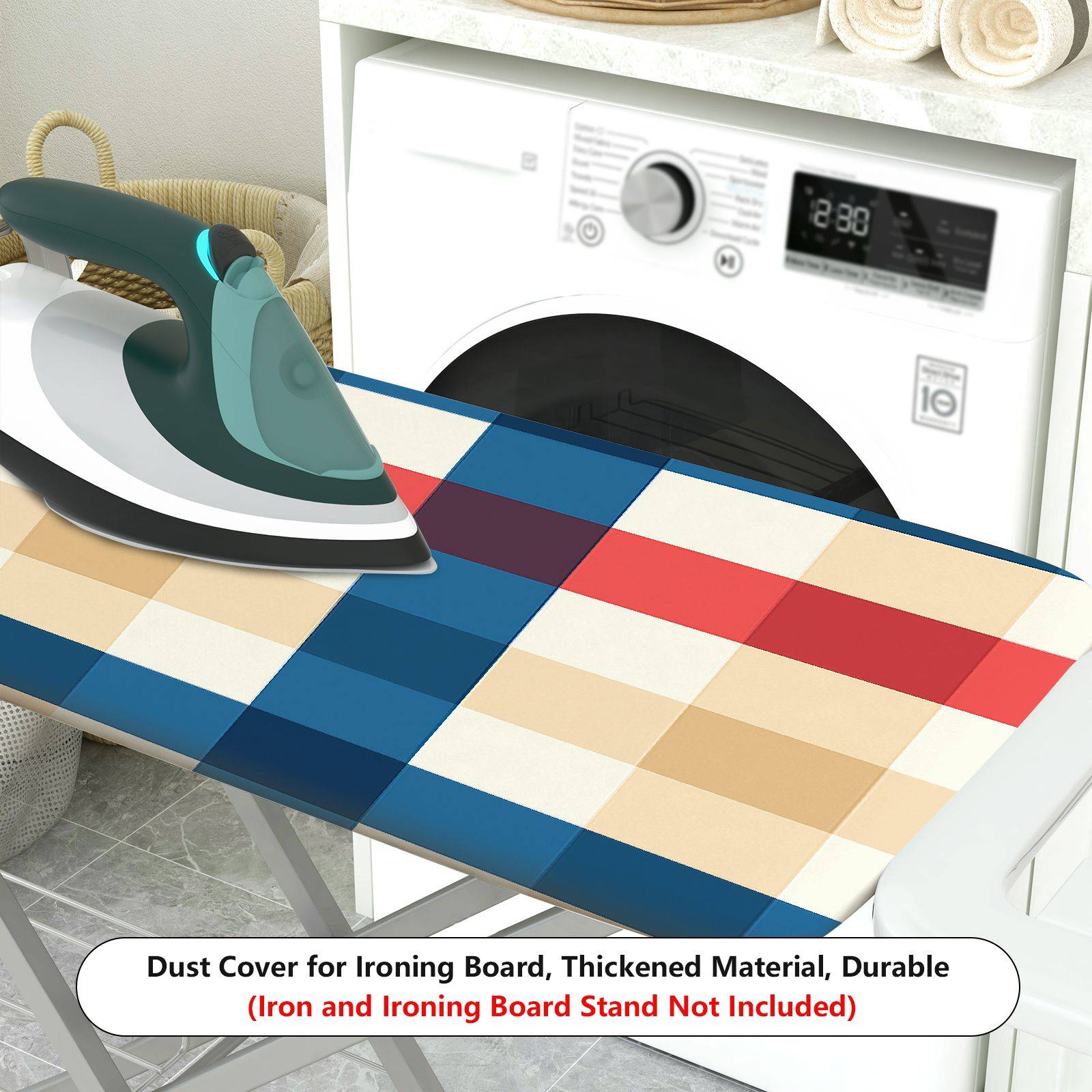 1-Piece Plaid Checkered Colorful  Ironing Board Cover, Universal Size, Without Board